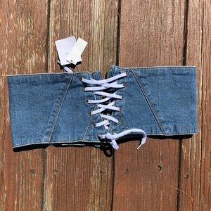Urban outfitters denim lace-up bandeau